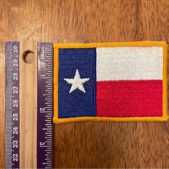 VTG Retro Texas Flag Sew On Patch Applique 3.25”x2.25” Red White Blue Yellow 1:1 - Picture 6 of 7